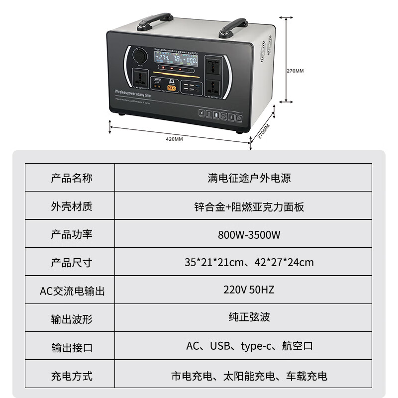 蓝妞220V户外移动电源大容量5度电应急摆摊大功率露营自驾游直播备用便携式野外车载太阳能磷酸铁锂 2600W 6000Wh /2600瓦6度高性价比