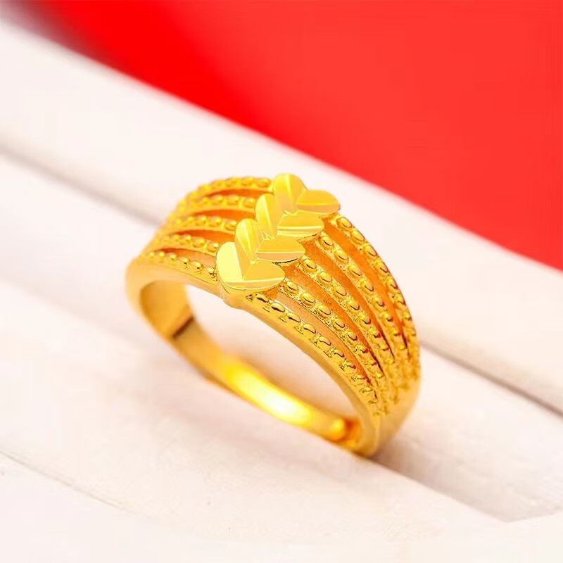 RSRDDY老鳳凰【足金9999】24k純金精美氣質(zhì)心心相印活口戒指黃金色指環(huán) 【心心相印戒指】金9999 3.68g【即將售介6999元】-帶證書