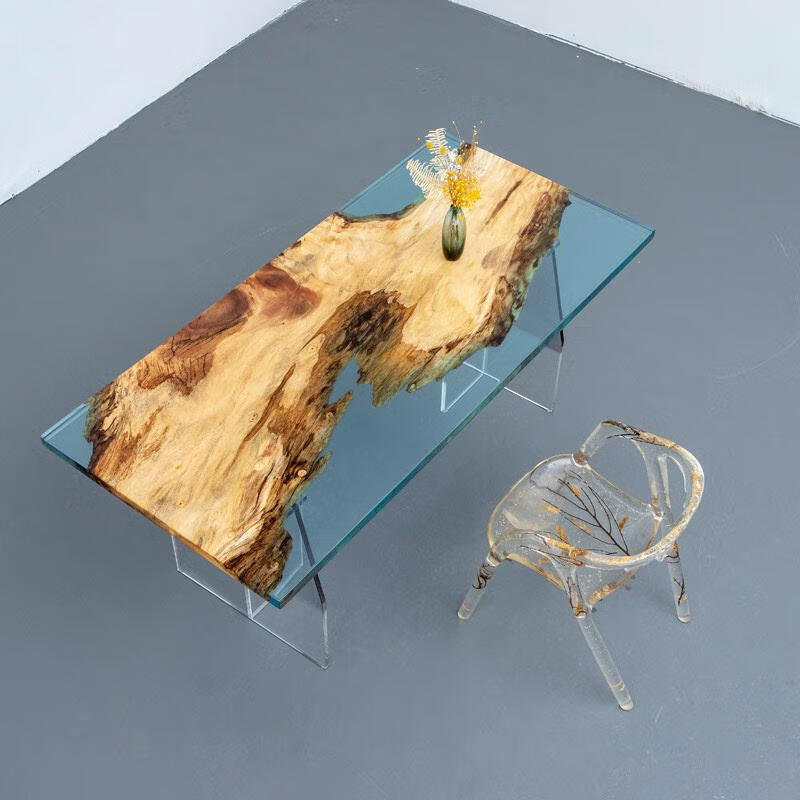 语森忆通用河流桌 环氧树脂感应发光河流桌海浪桌子大板茶桌实木原木