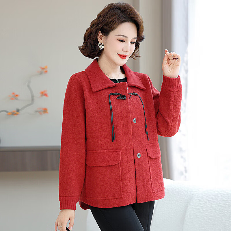 孜颜中老年女装春装女2026新款50-60岁洋气妈妈装春秋外套春季衣服女 209红色 XL 【建议80-100斤】