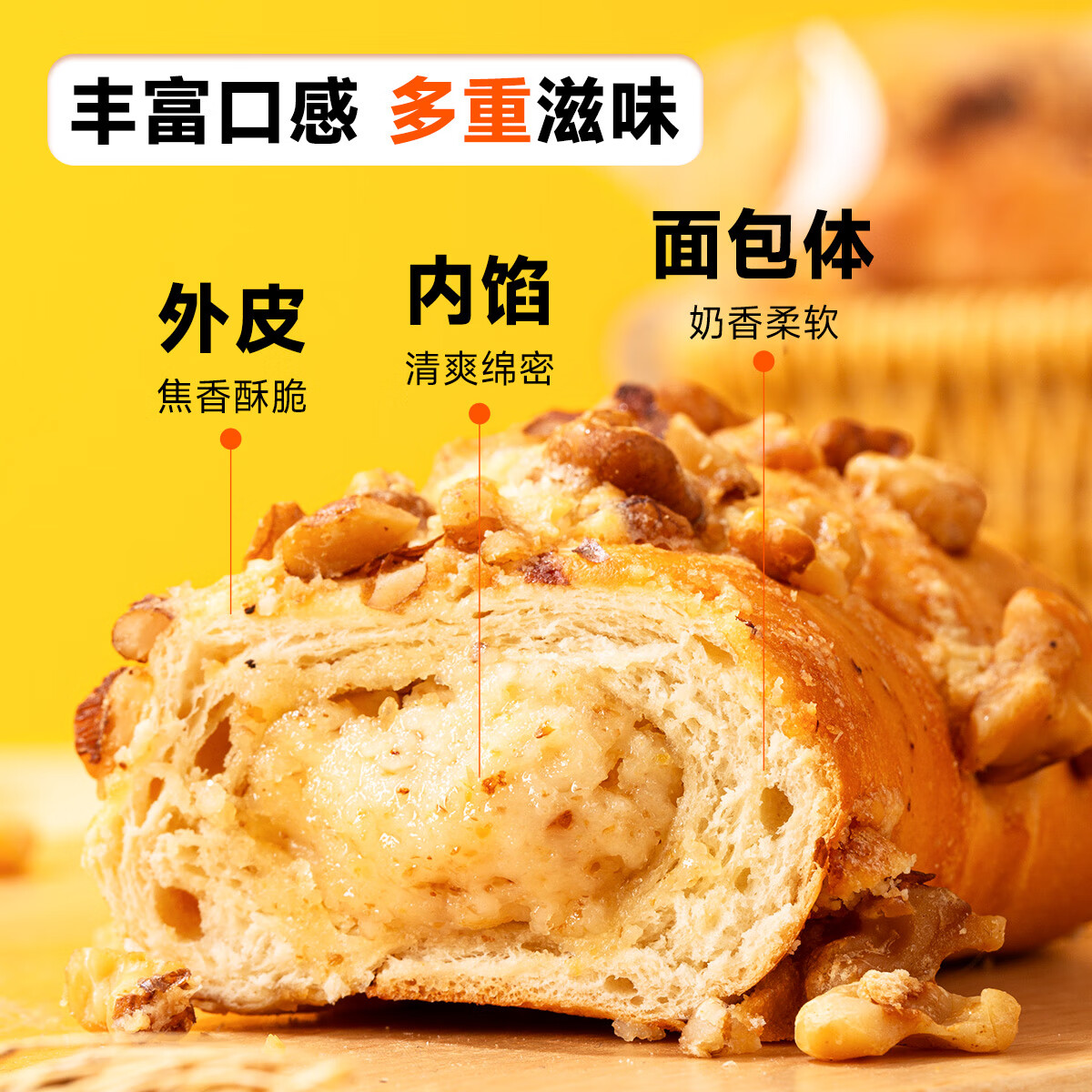 西域美农核桃马里奥600g/盒汉堡面包新鲜短保0反式脂肪酸即食零食 核桃马里奥600g/盒(6根)