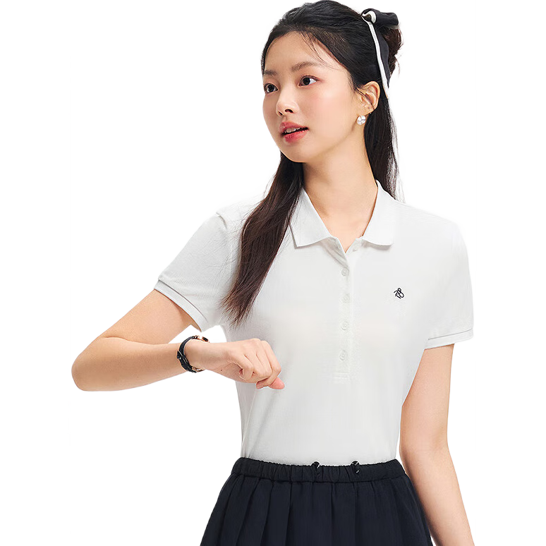森馬（Semir）POLO衫女涼感抗菌修身襯衫2025夏刺繡休閑通勤套頭衫109325115001