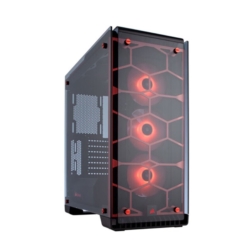 美商海盗船（USCORSAIR）海盗船570X RGB定制版自带三个HD120风扇全钢化玻璃镜面玻璃可刀 红色 570X RGB 套餐一