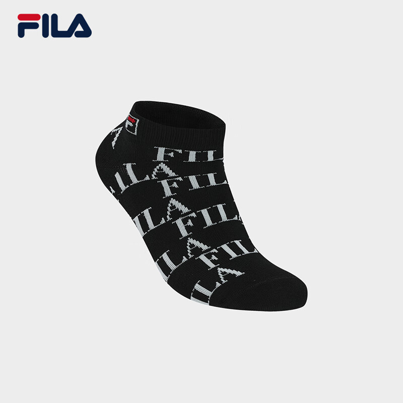 FILA 斐乐官方女士袜子低腰袜秋新款时尚潮流运动袜舒适休闲短袜 正黑色-BK XS