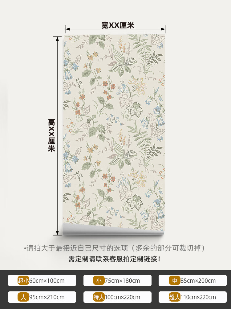 YWZR清新碎花衣柜移門貼紙裝飾推拉門玻璃柜門改造墻紙自粘超厚不透明 A款 60x100cm