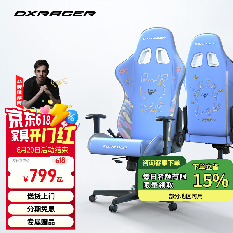 DXRACER 方程式系列 迪锐克斯电竞椅电脑椅人体工学椅子游戏椅办 阳光小狗 /皮革