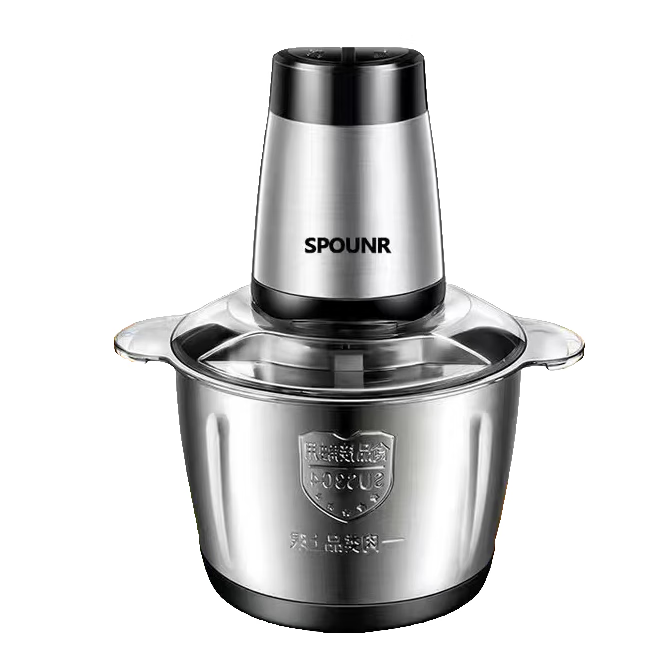 SPOUNR正品苏泊绞肉机家用5L大容量和面机多功能电动料理器多功能打肉饺子机辣椒蒜绞馅不锈钢厨房搅拌机 3L 两档共一套刀可和面纯铜电机