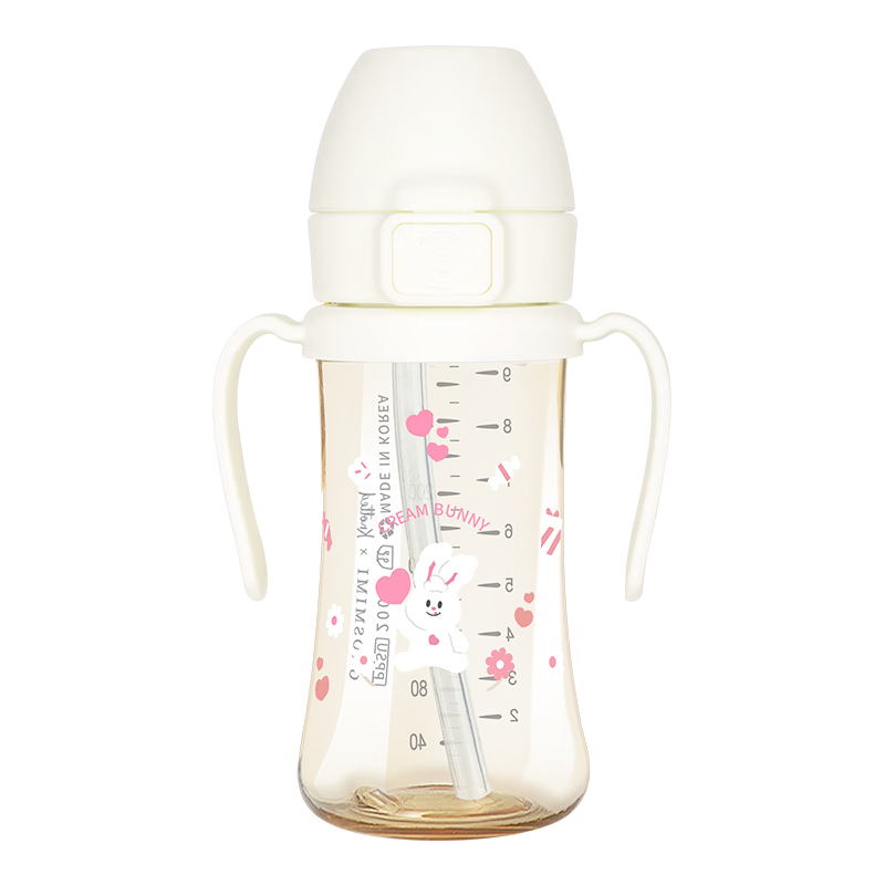 Grosmimi格羅咪咪吸管杯嬰兒童水杯PPSU進口牛奶直飲杯子奶瓶6月1-3歲以上 奶油兔(限量聯(lián)名款) 300ML