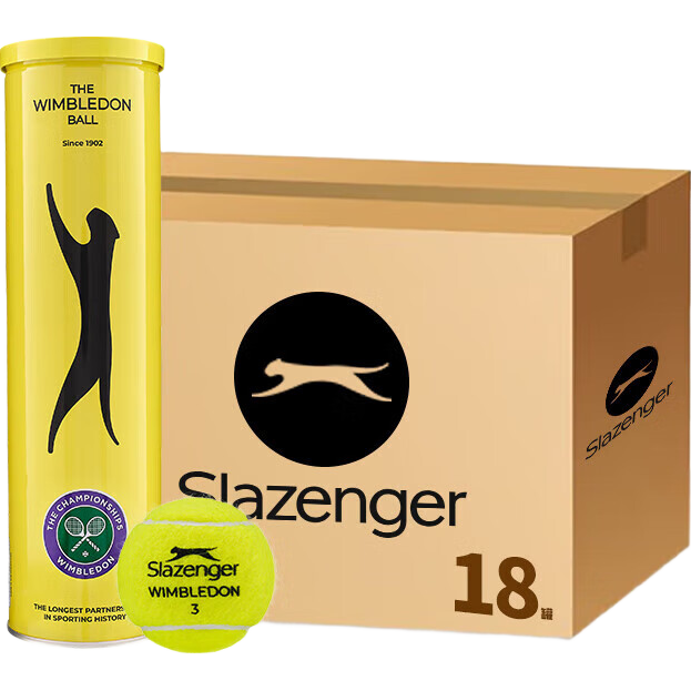 史莱辛格（Slazenger）4粒装网球 铁罐温网训练比赛用球整箱18筒 新包装STB340973 