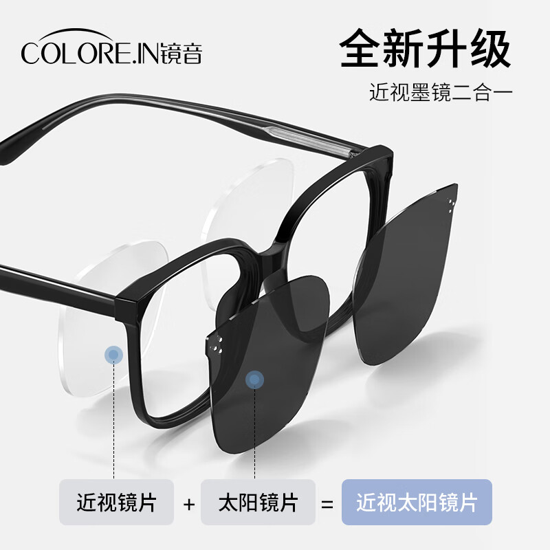 蔡司（ZEISS）镜片可选近视墨镜男女款可配带度数偏光镜户外防晒开车驾驶太阳镜 223432-黑框偏光灰 定制蔡司视特耐1.60【0-500度】