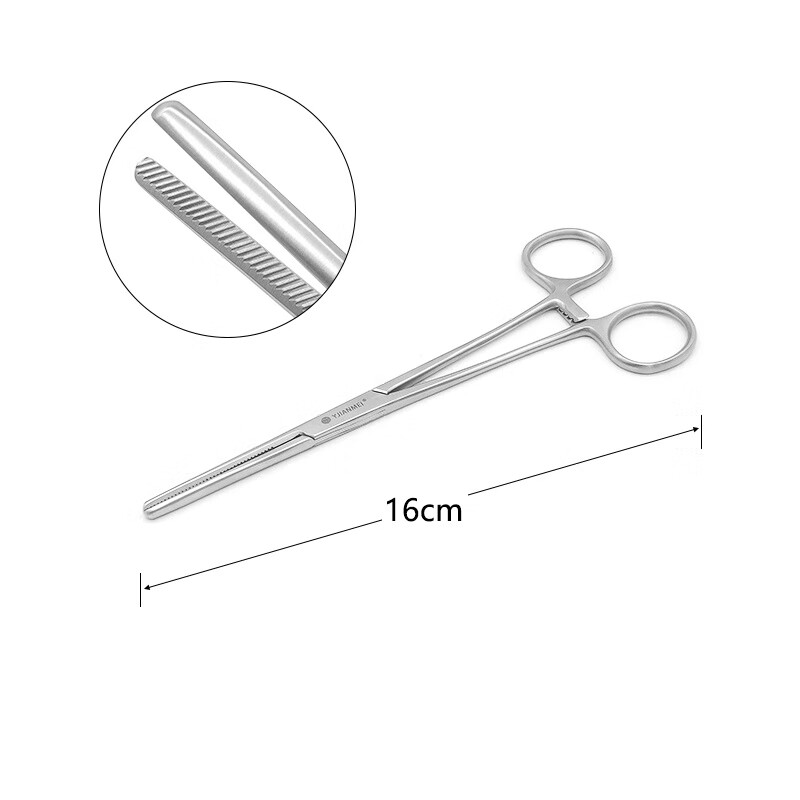 医用皮管钳 输血管输液管夹持钳管道钳止血钳固定钳手术器械钳 16cm皮
