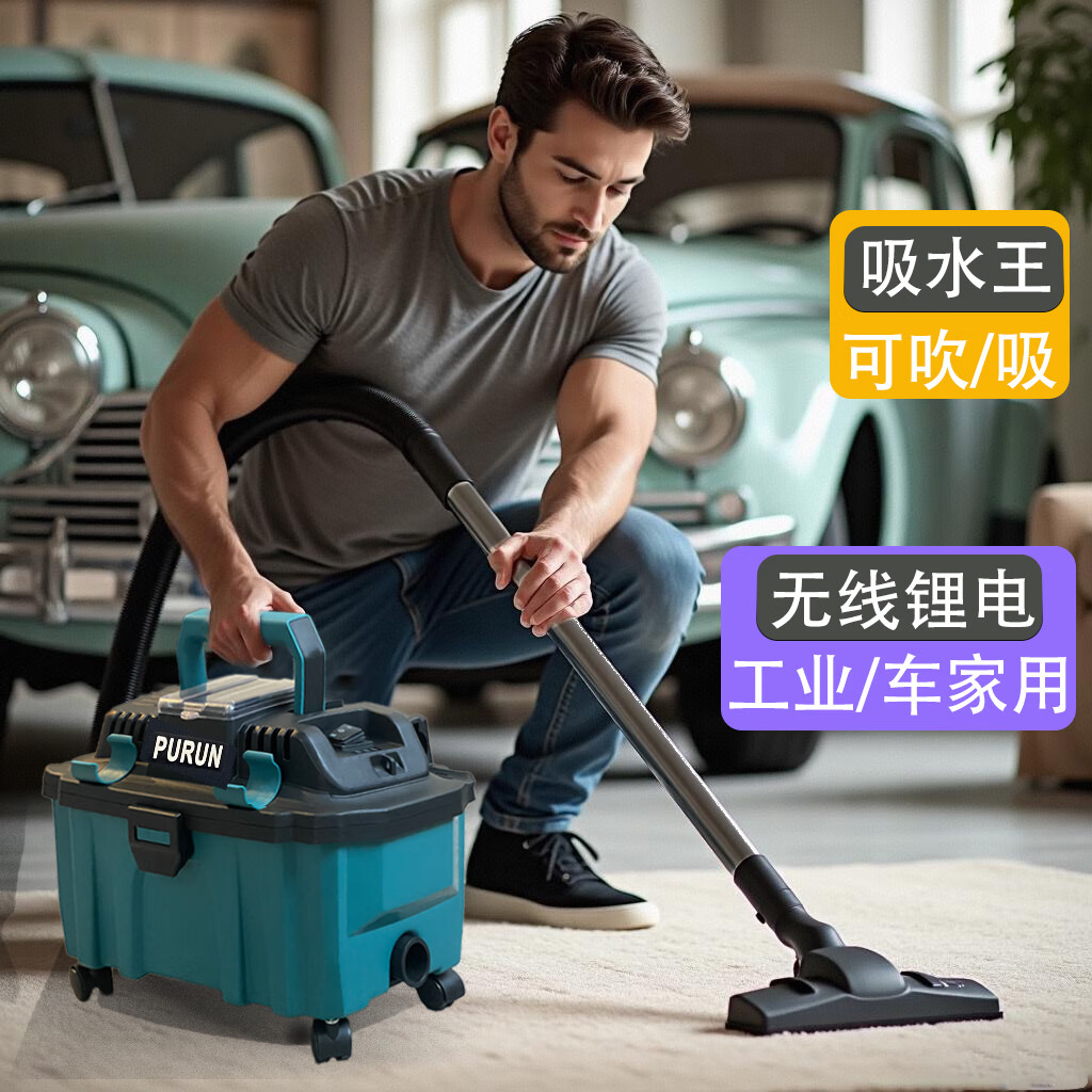 Toohello无线吸尘器干湿锂电家用车载户外大吸力开荒保洁便携式多功能吹风干湿吸尘器吸水地毯吸宠物毛发 干湿多功能吸尘器【无电池】