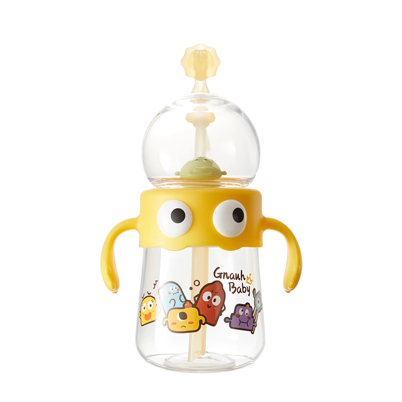 皇寵噴泉杯2-3歲以上兒童水杯家用幼兒園喝水直飲吸管杯寶寶水杯 330ml噴泉杯+背帶