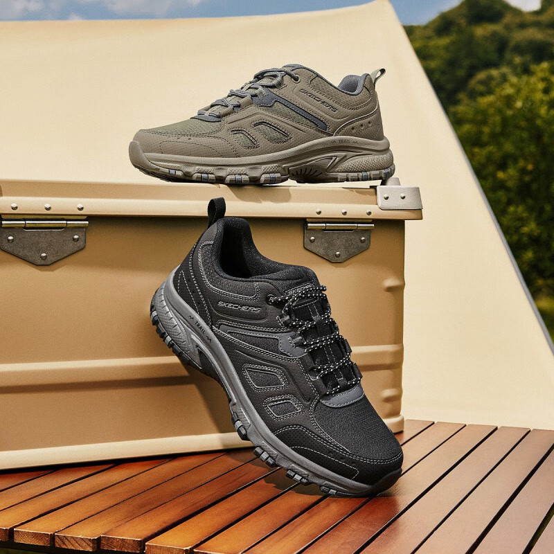 斯凯奇【岚霖系列】男鞋夏季城市户外鞋运动鞋耐磨抓地登山鞋徒步鞋 灰褐色/TPE 42