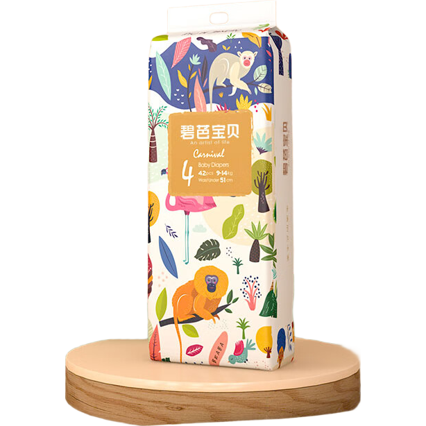 碧芭宝贝丛林狂想曲纸尿裤L码42片(9-14kg)尿不湿吸湿尿裤透气清爽