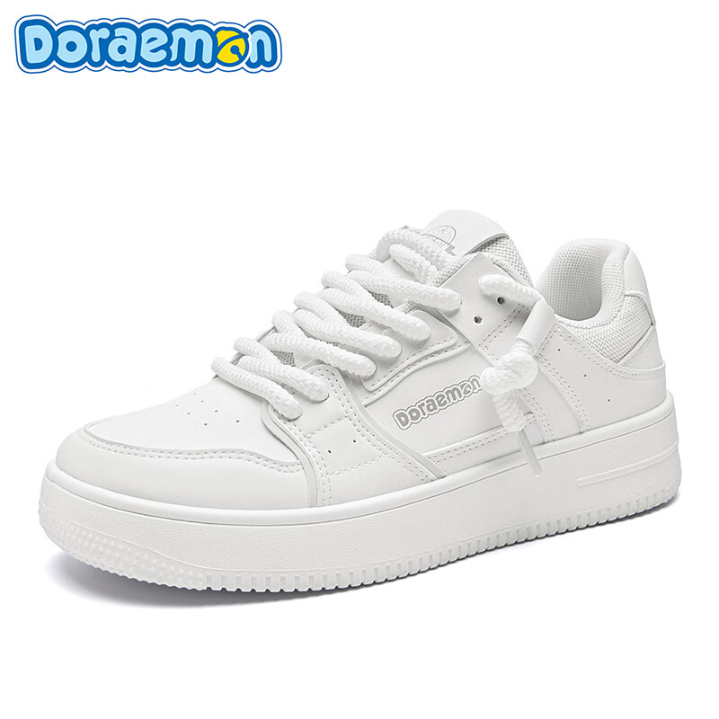 哆啦A梦板鞋男鞋夏季新款小白鞋男低帮透气厚底运动潮流百搭休闲鞋子男女 复古白 43