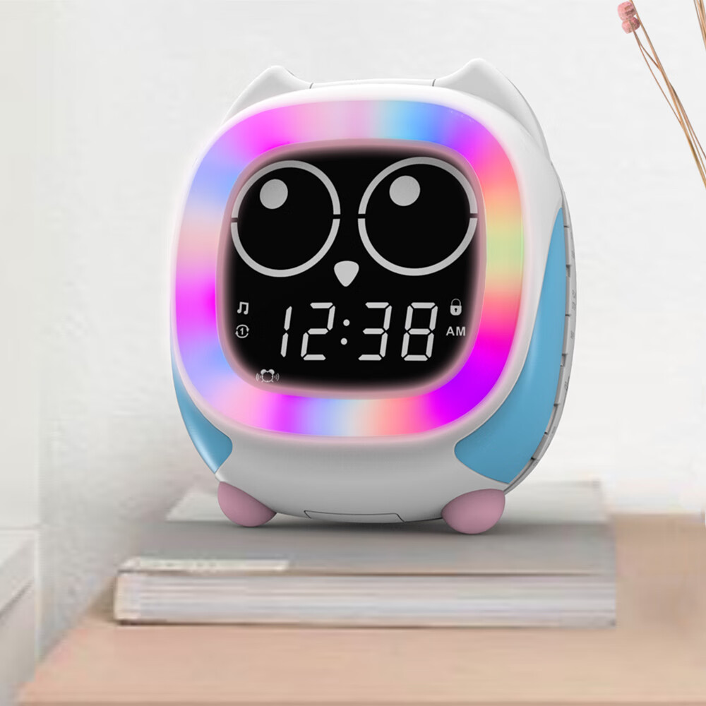 ITOMA儿童床头陪伴睡眠摇篮曲蓝牙音乐播放器白噪音睡眠声音唤醒时钟猫头鹰 白色
