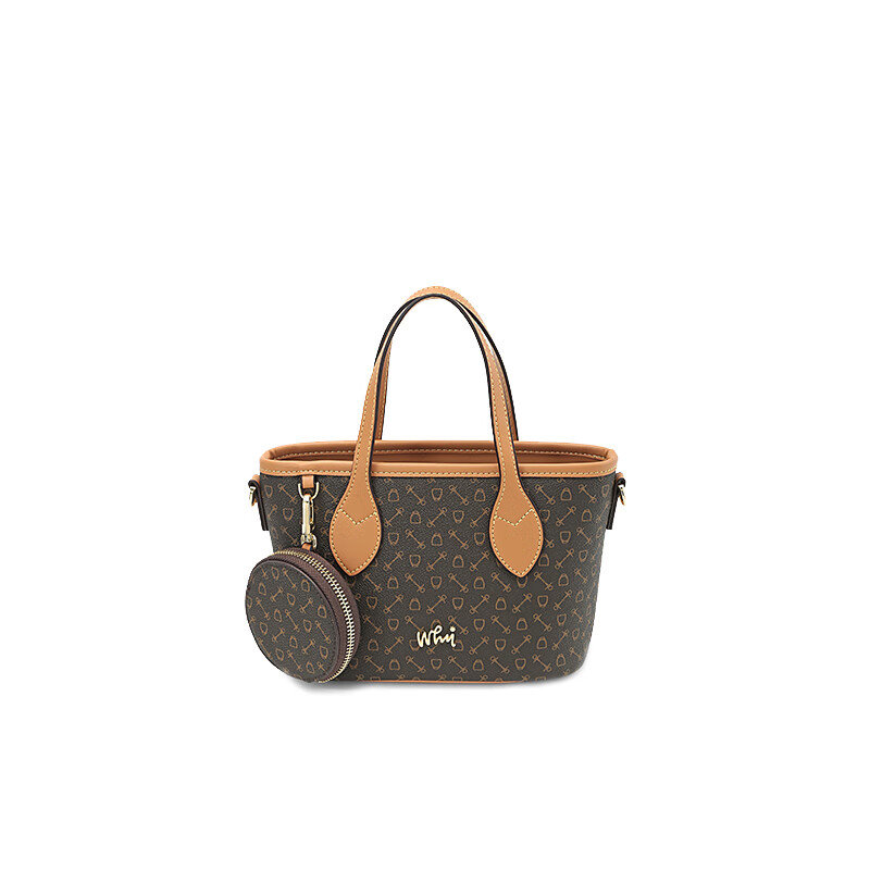 why小圣诞2025新款迷你托特包水桶菜篮单肩斜挎包女士手提包 啡色