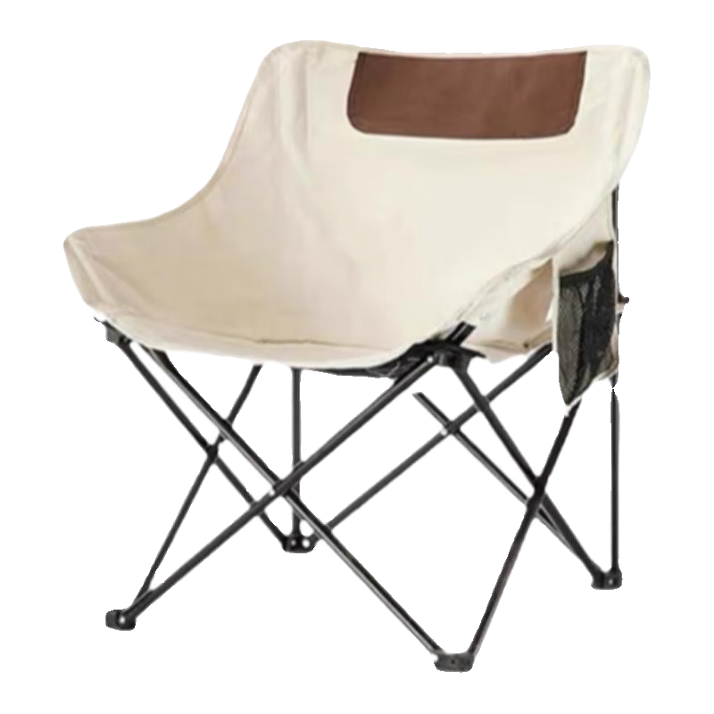 星匠心户外折叠月亮椅套露营便携式休闲钓鱼椅子夜市摆摊收纳椅 户外/家用款 卡其色/单只