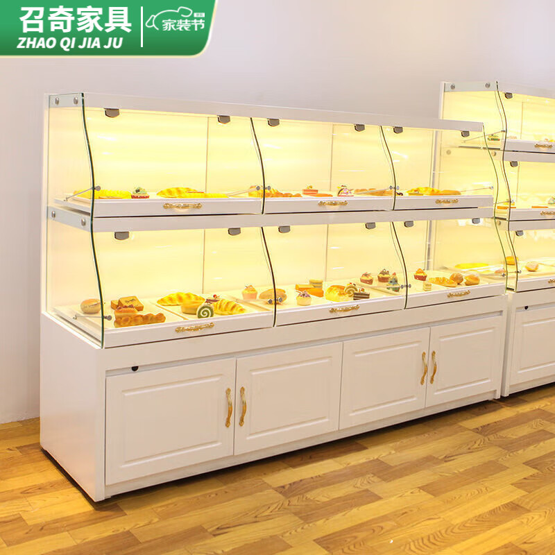 卡庭森抽屜式面包柜展示柜邊柜展示柜面包中島柜臺(tái)模型玻璃柜展示架 邊柜1米長2層