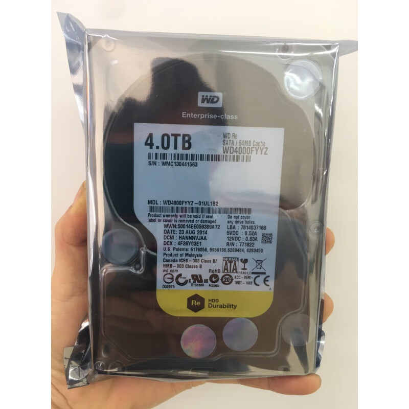 西部数据（WD）4tb机械盘4t黑盘企业盘4000g硬盘游戏硬盘台式电脑硬盘