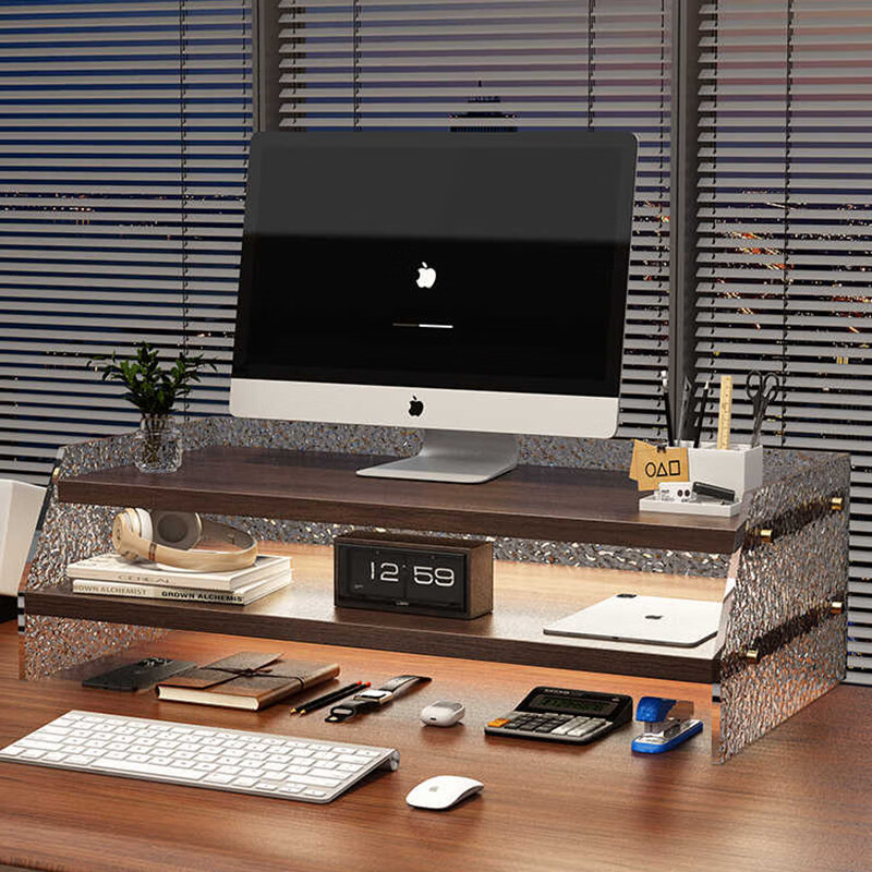 木丁丁木丁丁電腦增高架多層亞克力顯示器屏幕支撐架辦公桌工位書桌面收納整理架