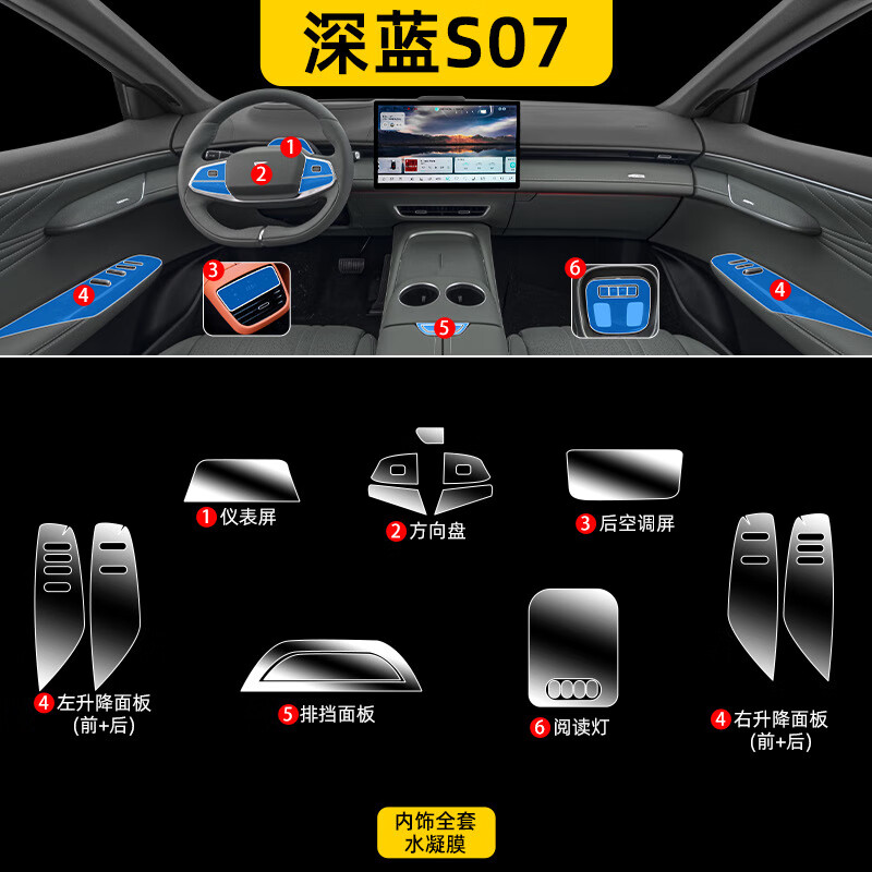 肇速24款适用长安深蓝S07内饰保护屏幕钢化膜S7中控贴膜汽车装饰用品 深蓝S07全套无屏幕