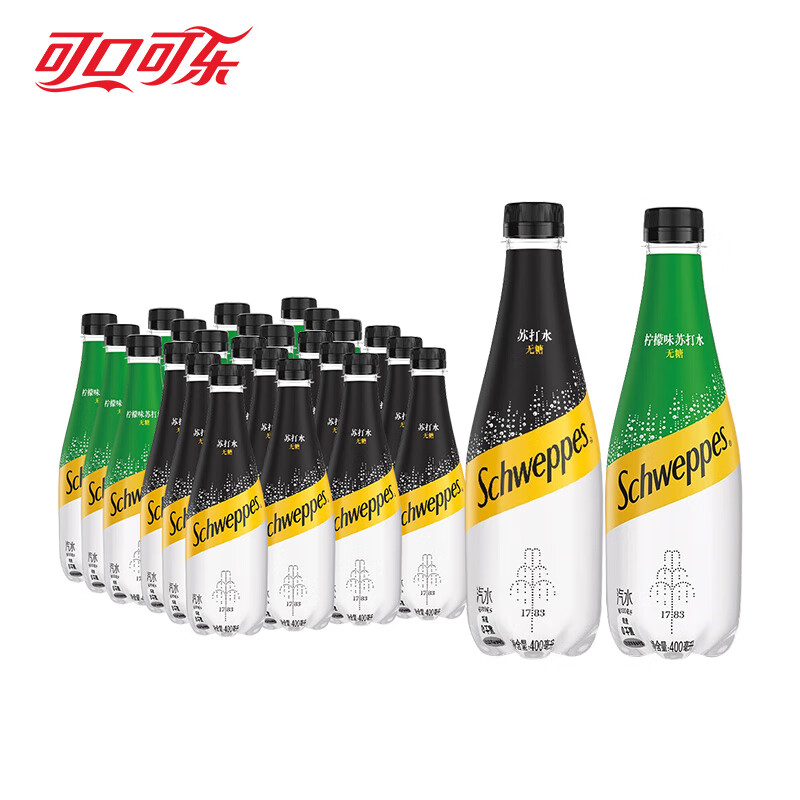 �ɿڿ��֣�Coca-Cola��Schweppes��Ȫ�մ�ˮ����ˮ 400ml*12ƿ*2�� ��ͥ��϶ڻ�װ ��Ȫԭζ12ƿ+����ζ12ƿ