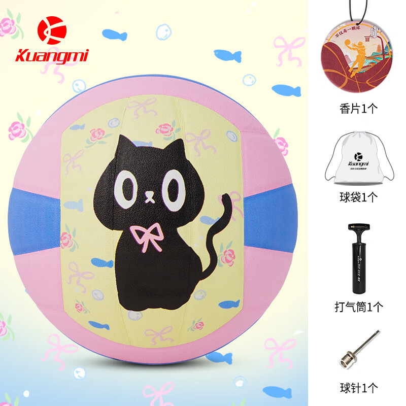 狂迷小黑猫5号排球中考学生专用成人训练软皮硬排刻字生日礼物 5号 【基础升级】+赠送打气礼包