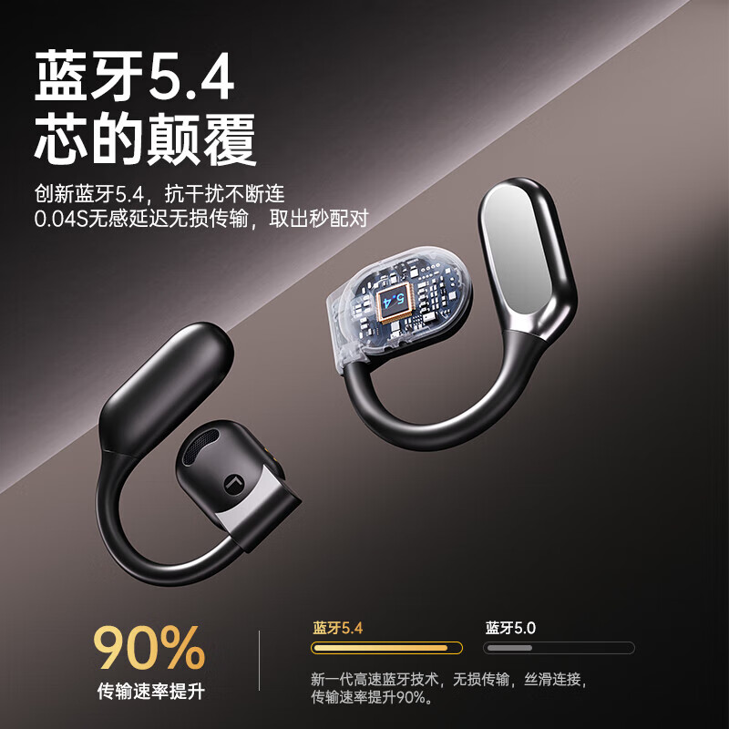 BOOCHI【2025超级新品丨100%好评】骨传导概念蓝牙耳机挂耳式大电量数显耳机【碾压金标】运动超长续航 墨玉黑【顶配丨碾压柏林之声】