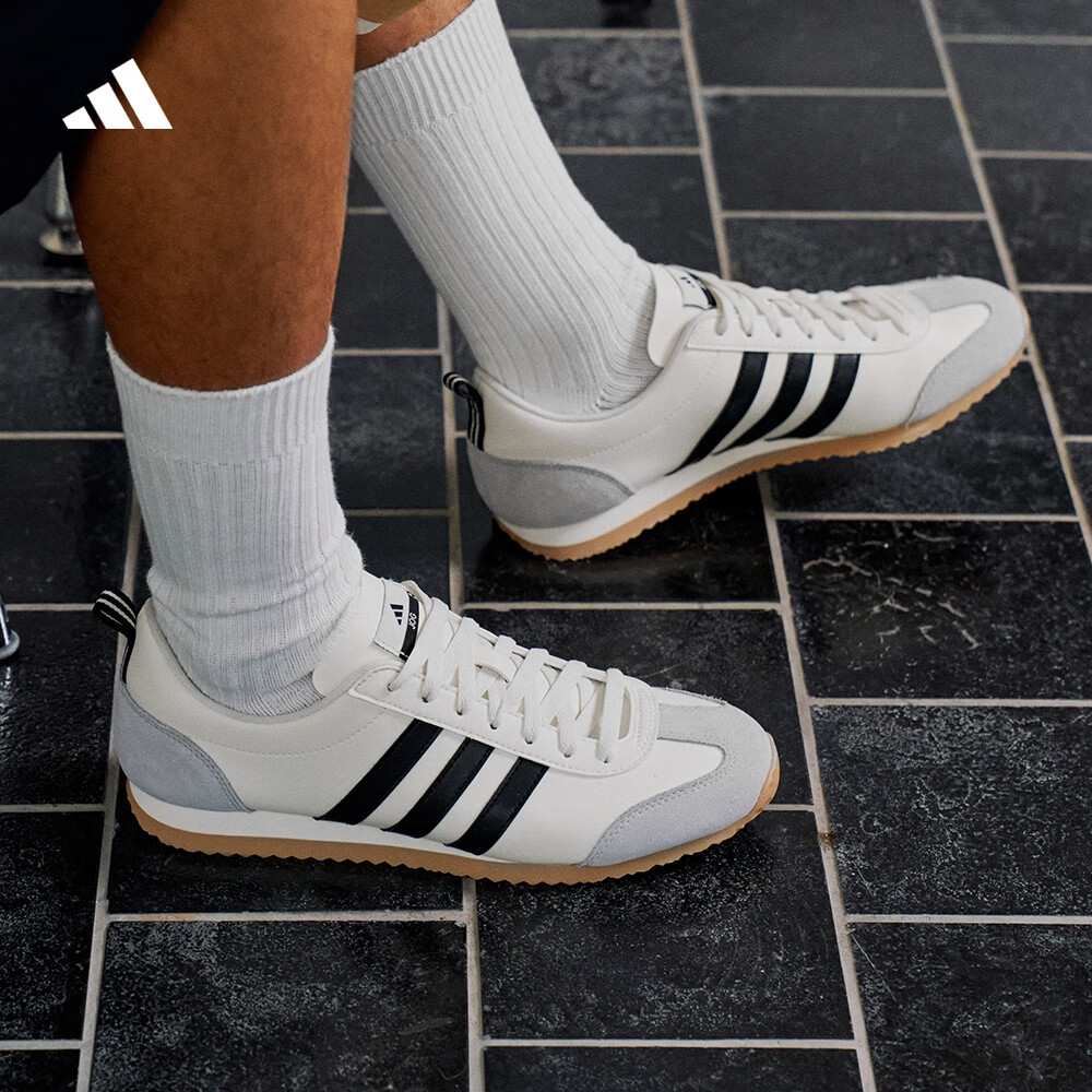 adidas「T头鞋」VS JOG 2.0复古休闲运动鞋男女阿迪达斯轻运动   汉玉白/浅灰/黑色   36.5