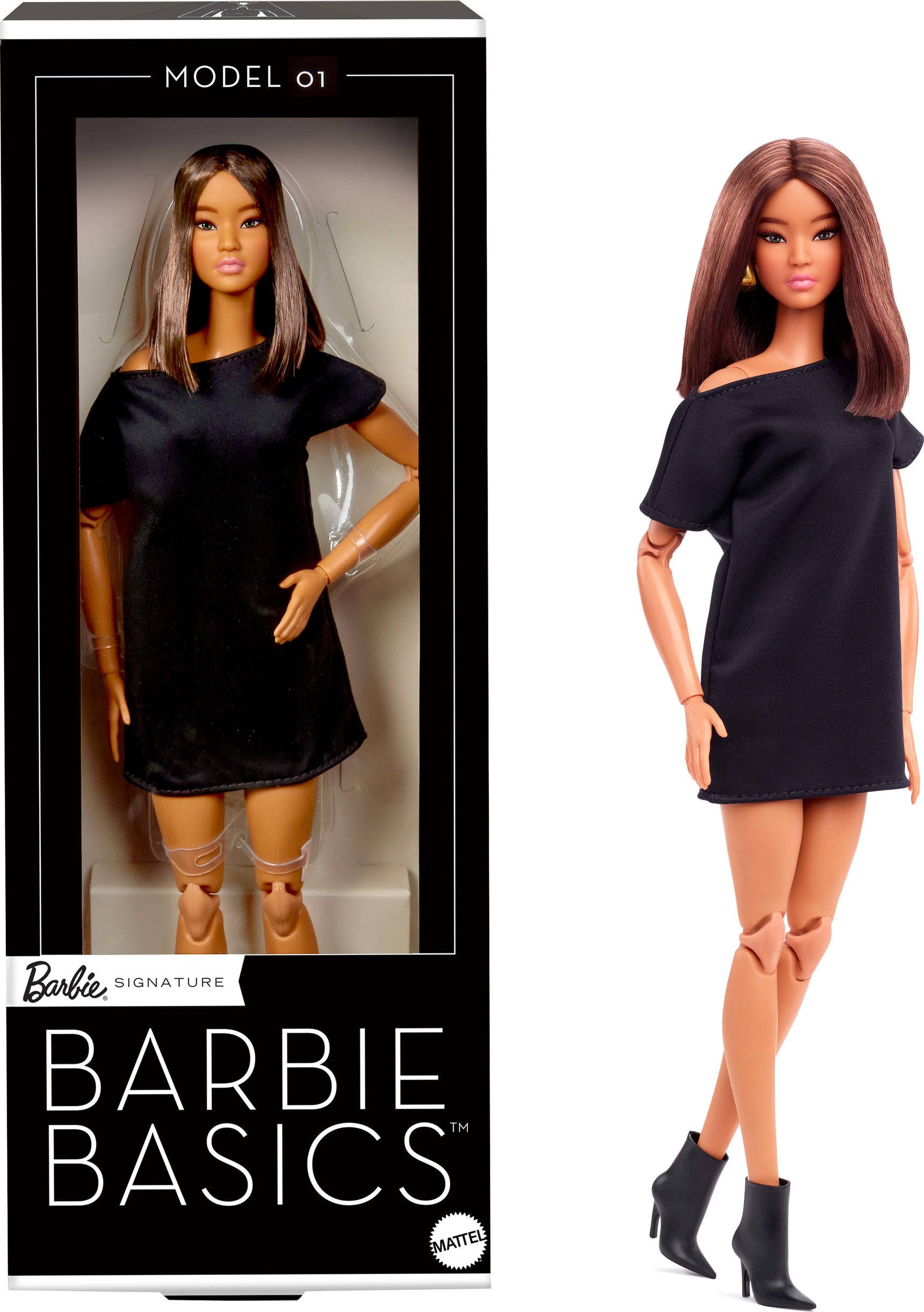 Barbie Basics Model 01 收藏娃娃 黑发 迷你连衣裙和鞋子