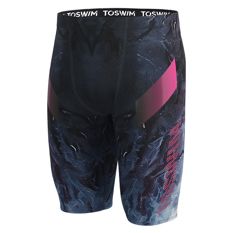 TOSWIM拓勝專業(yè)競(jìng)技泳褲男五分及膝游泳沙灘褲防尷尬可下水 血月暗潮XL