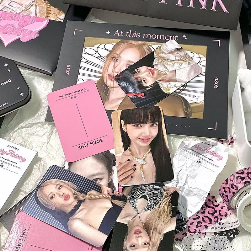 奇优宝周边粉墨BlackPink花海秀日专自制同款小卡Jisoo智秀Rose彩英Lisa Blackpink 卡50张+四宫格黑色卡册【20页80卡位】
