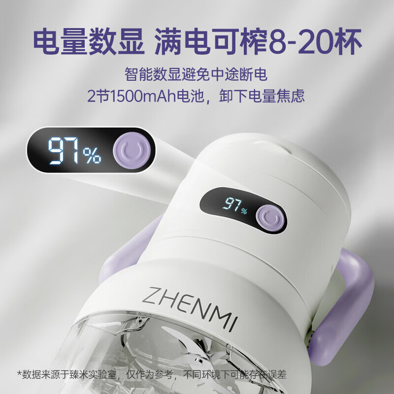 臻米便携式榨汁机小型家用多功能炸果汁机无线充电动水果榨汁杯吨吨桶 牛油果绿-Tritan材质