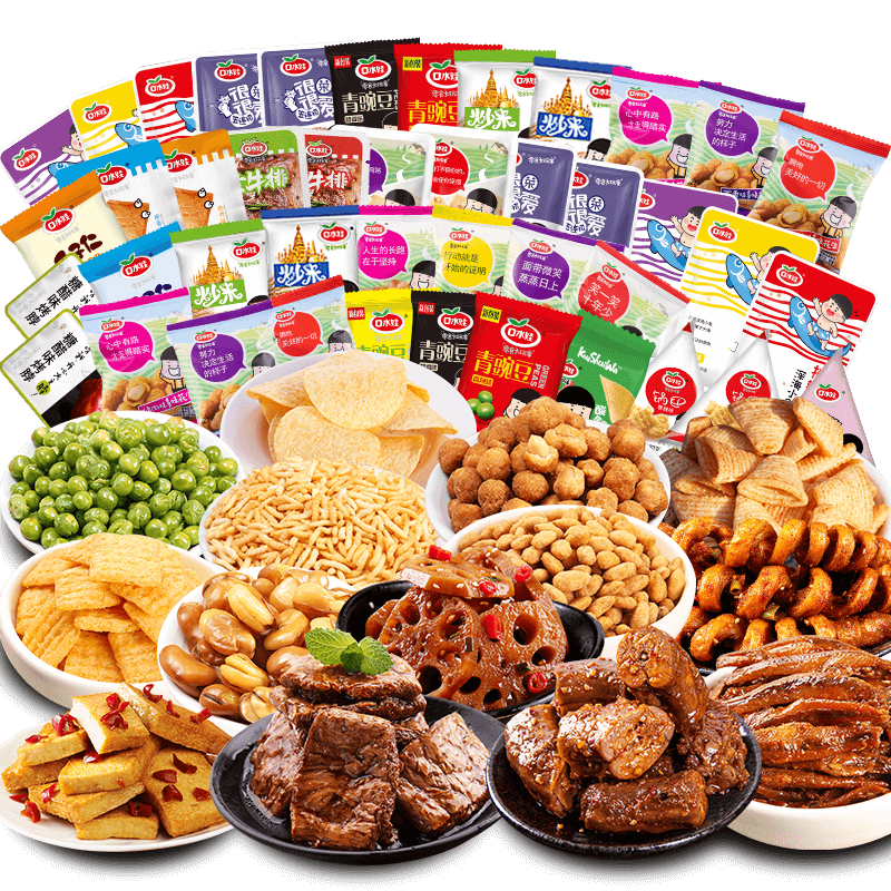 口水娃零食大禮包810g中秋節(jié)禮物追劇小零食團(tuán)購(gòu)63包