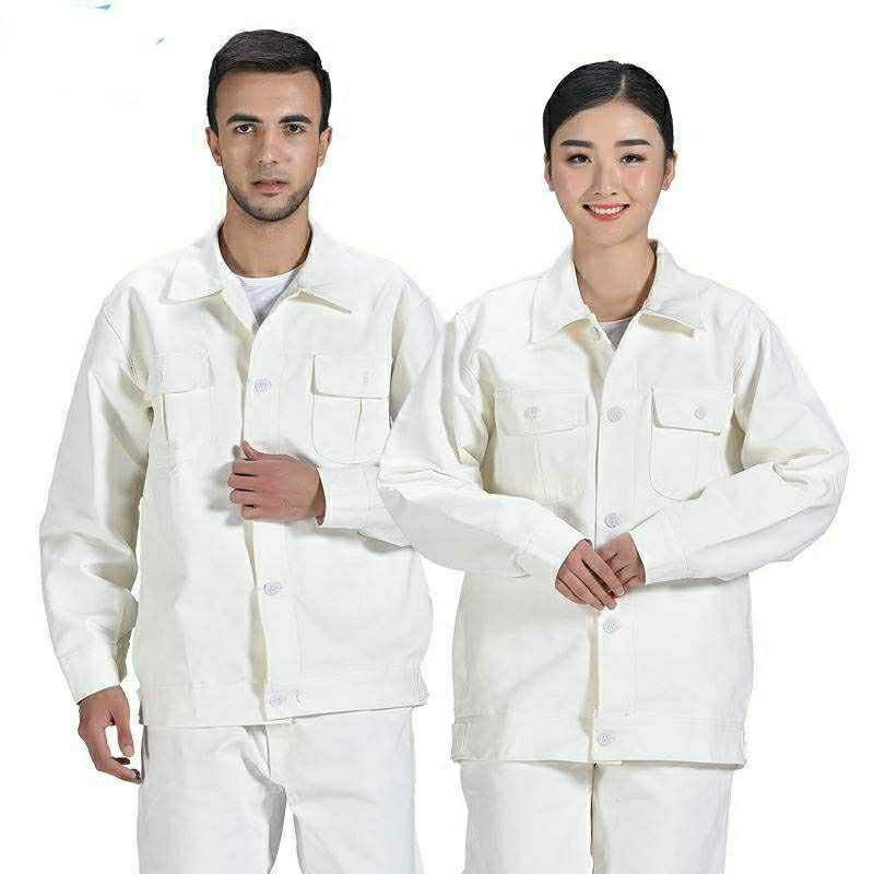 型彬純棉帆布電焊防燙套裝專業(yè)工作服加厚勞保白色焊工耐磨防火花 白色電焊帆布套裝 2XL 180
