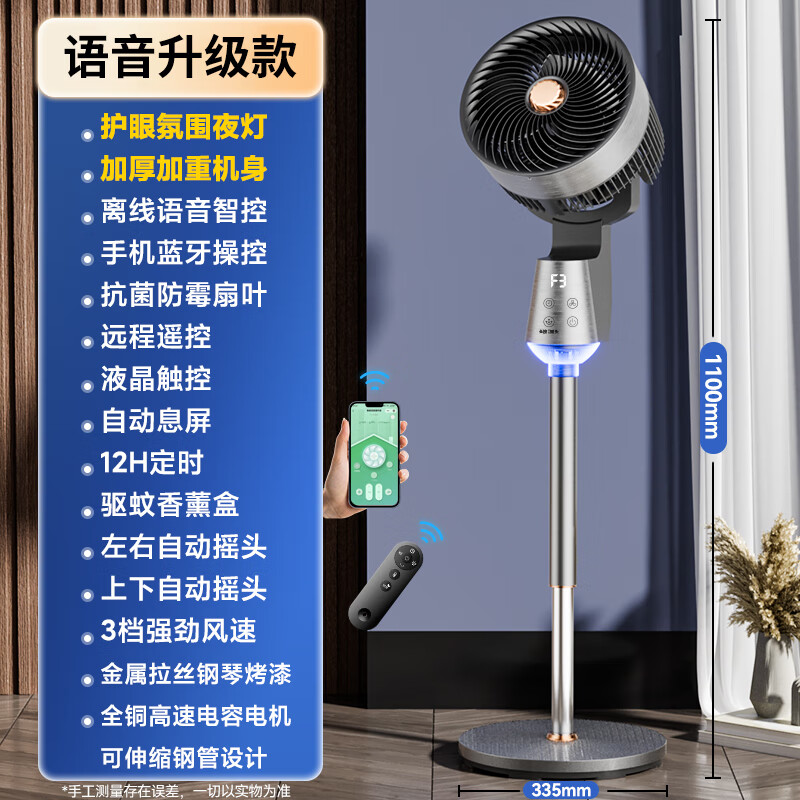 尚度丨厂家直销丨家电补贴NO.1制冷空气循环扇电风扇家用落地扇空调一级能效静音卧室大风力语音摇头 智能语音升级丨AI智控超节能丨8D循环涡轮风