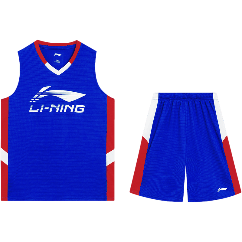 李寧（LI-NING）童裝兒童比賽套裝男小大童籃球無(wú)袖背心短褲專業(yè)套裝150YATV093-1