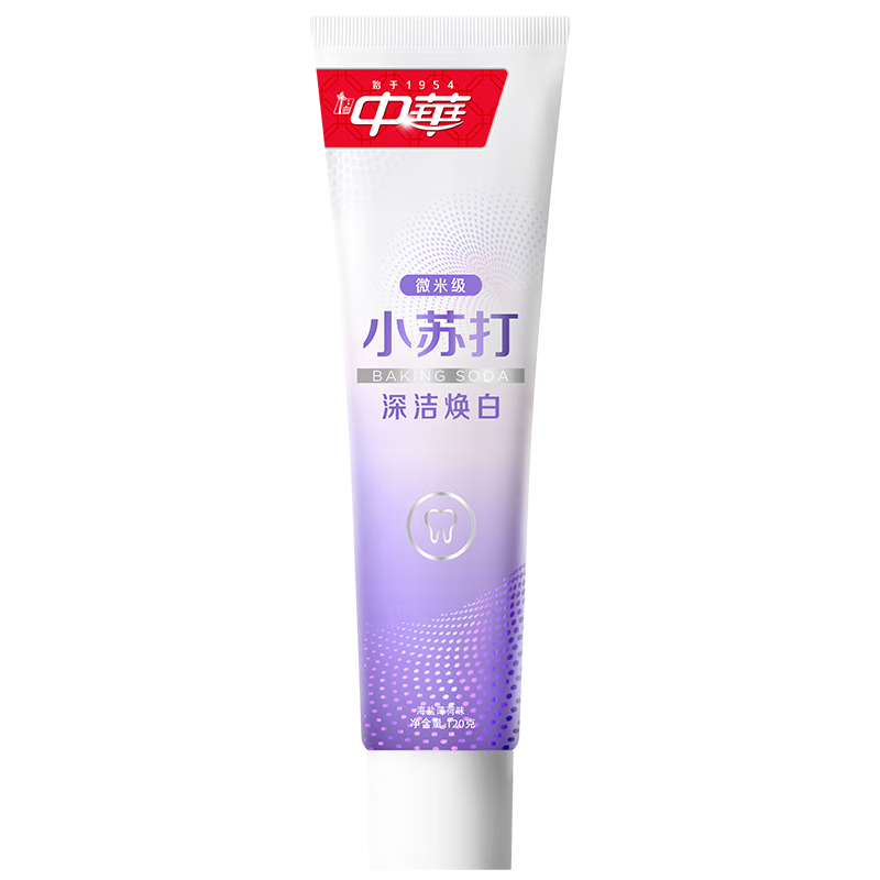 中華小蘇打牙膏深潔雙重亮白去黃口臭含氟120g 