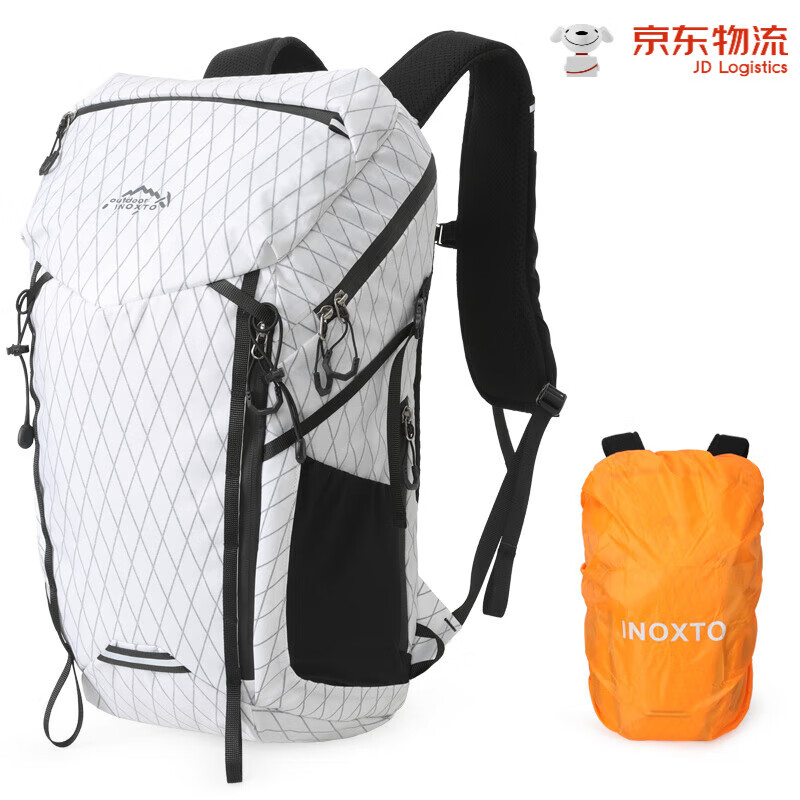 INOXTO戶(hù)外雙肩包男女款大容量運動(dòng)背包徒步登山包旅行露營(yíng)包22L 白色背包