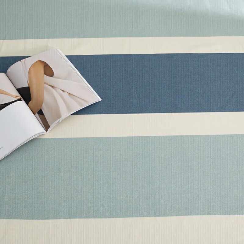 软贝原棉老粗布床单简约格子床单床上用品可水洗老粗布床单 欢乐 120*230cm床单+枕套一只