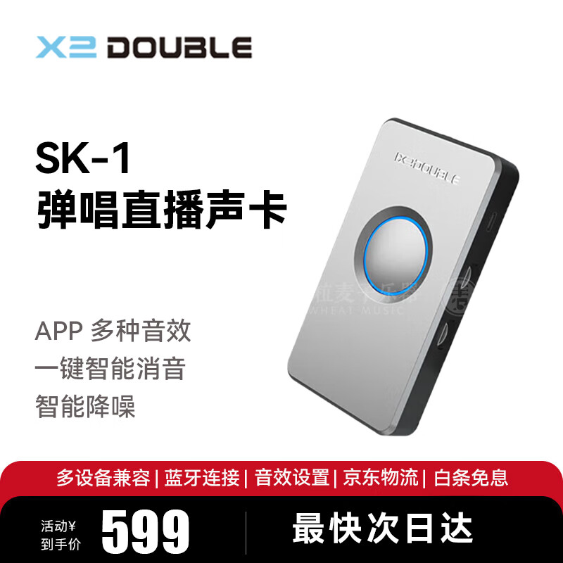 德博声学（X2 DOUBLE）SK1智能声卡 吉他直播 乐器弹唱手机内录混音录音 专业声卡 SK-1 弹唱直播入门级声卡