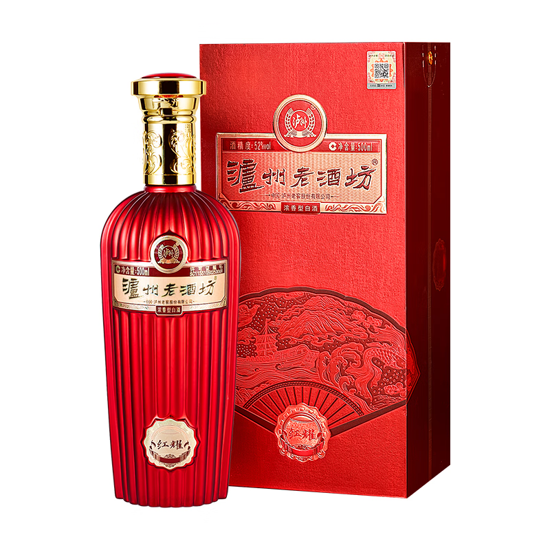 泸州老窖老酒坊红耀 浓香型白酒 自饮宴席送礼袋 52%vol 500mL 6瓶 整箱