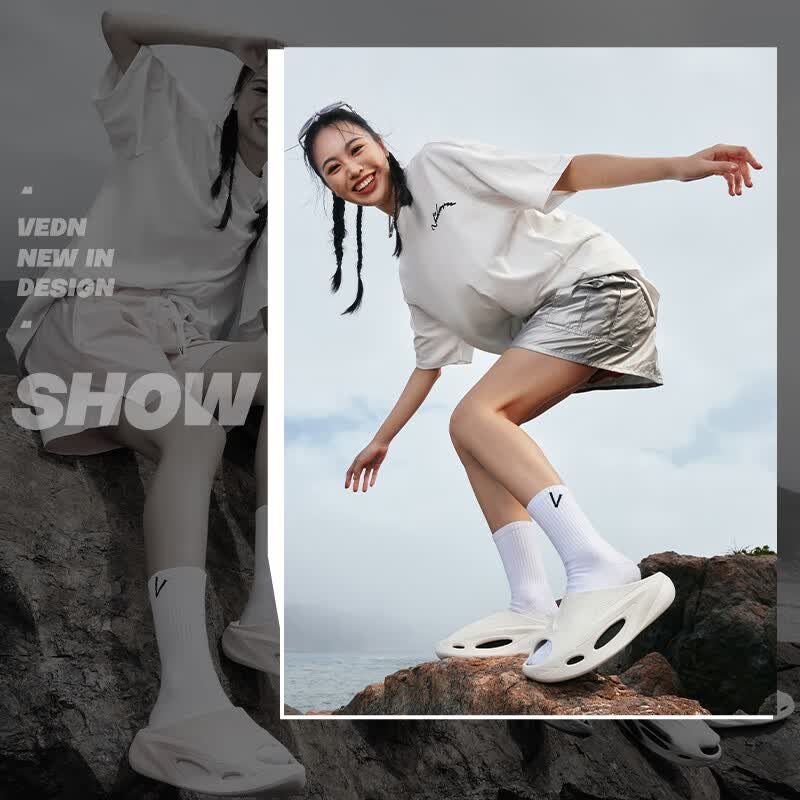 维动(VEIDOORN)精灵拖超临界发泡运动拖鞋男女夏季外穿凉拖厚底篮球拖鞋防滑潮 2.0喷绘【蓝】 42-43