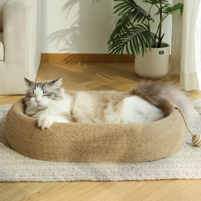 梵都宠舍猫窝猫抓板一体猫抓盆耐抓耐磨不掉屑四季通用猫爪板宠物猫咪磨爪 【2.0深陷全麻】61cm 猫抓盆丨猫抓板猫窝一体