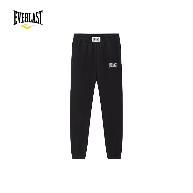 EVERLAST拳擊運(yùn)動(dòng)長褲戶外休閑運(yùn)動(dòng)針織褲寬松時(shí)尚褲子 黑色 M