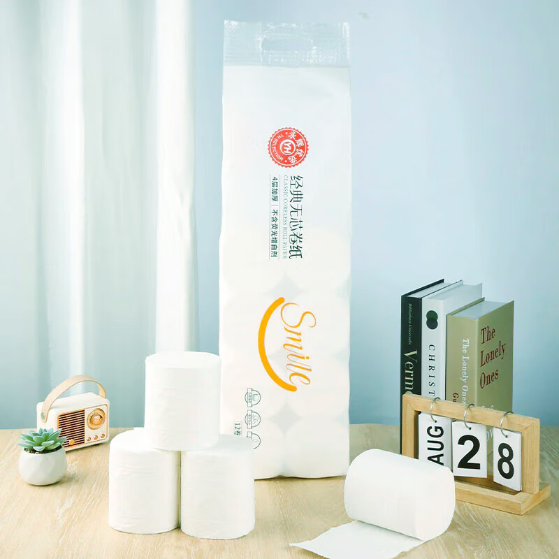 永辉优选优颂经典四层无芯卷纸1860g155克12卷木浆卫生纸厕纸 4层 1860g*12卷 永辉优选木浆经典无芯卷