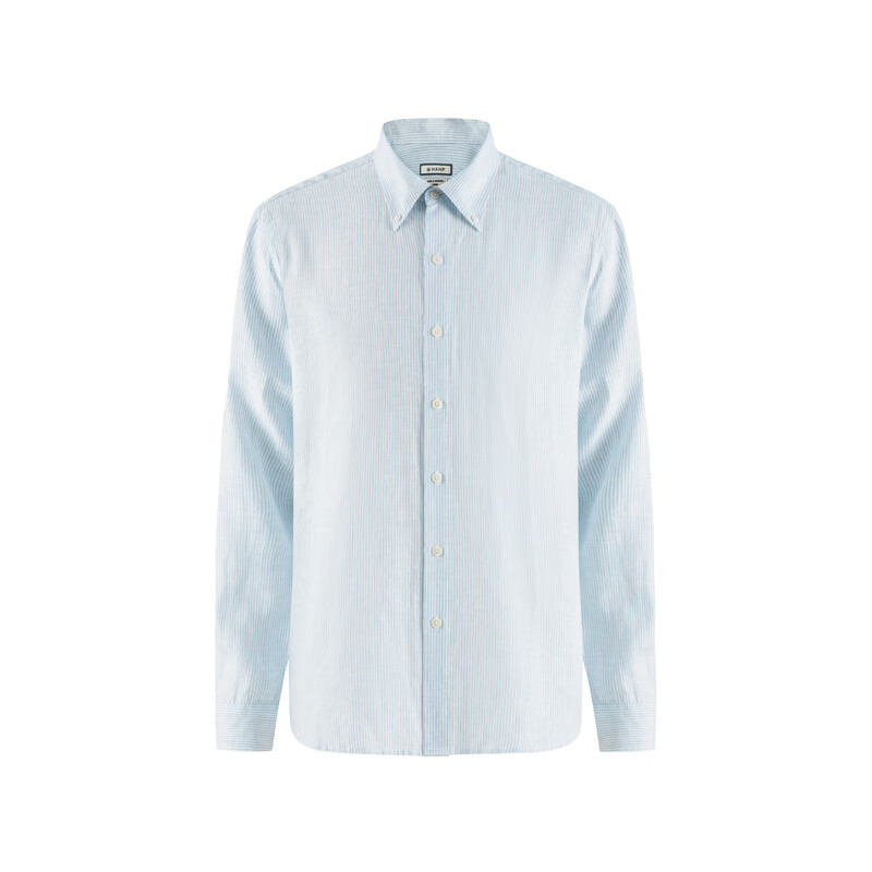 汉麻世家（HANP）【100%汉麻】秋季男士条纹翻领长袖衬衫休闲衬衣