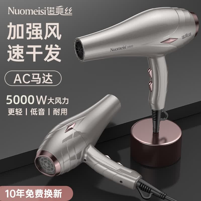 诺美丝吹风机家用负离子大功率不伤发电吹风发廊理发店专用吹风筒速干 旗舰版纯铜AC电机 灰【家用】